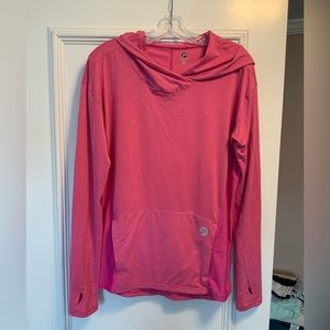 Ladies SPF hooded long-sleeve tee